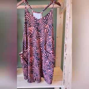Womens Sleeveless Tropical Print Short Romper Size Small